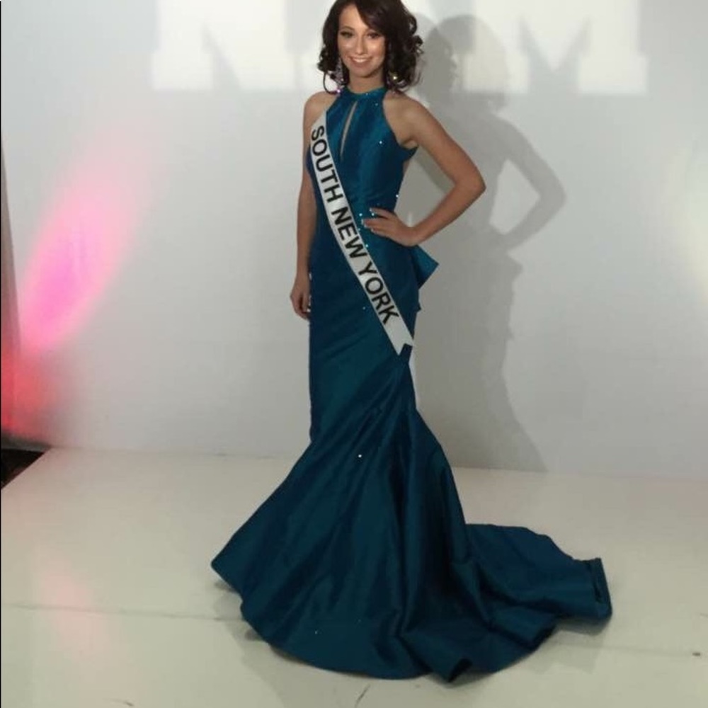 Jovani teal mermaid gown